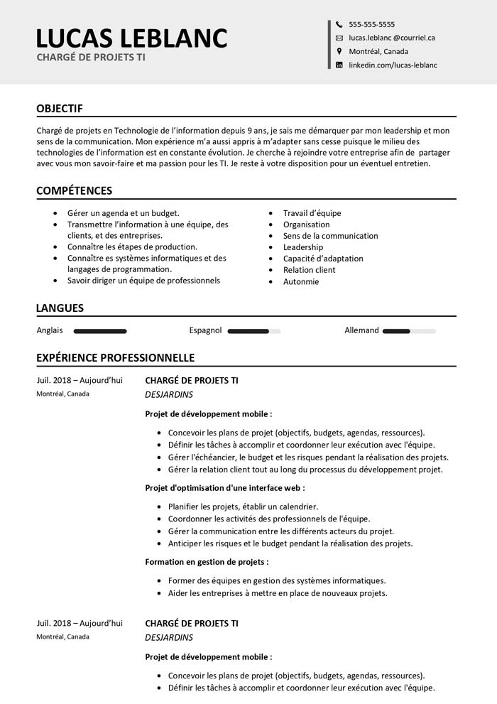 Localiser mon CV