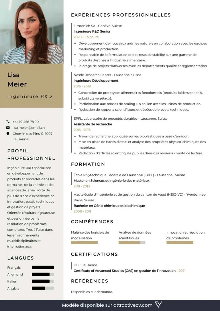 Modèle CV Suisse
