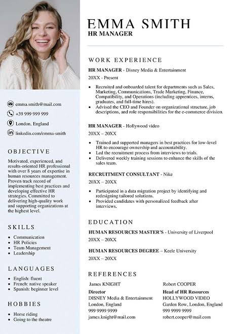 Modèle CV Royaume-Uni