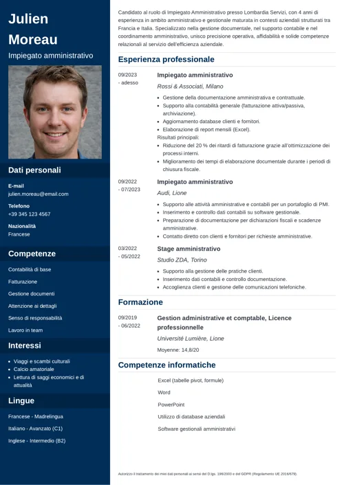 Modèle CV Italie