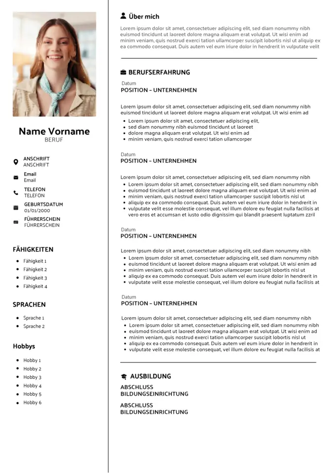 Modèle CV Allemagne